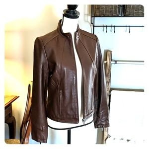 J. McLaughlin cognac moto jacket. Soft leather